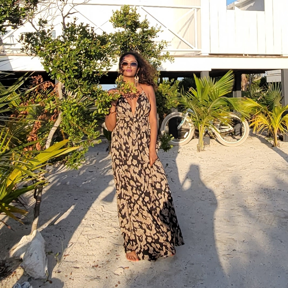 Long beautiful brown and black sun dress